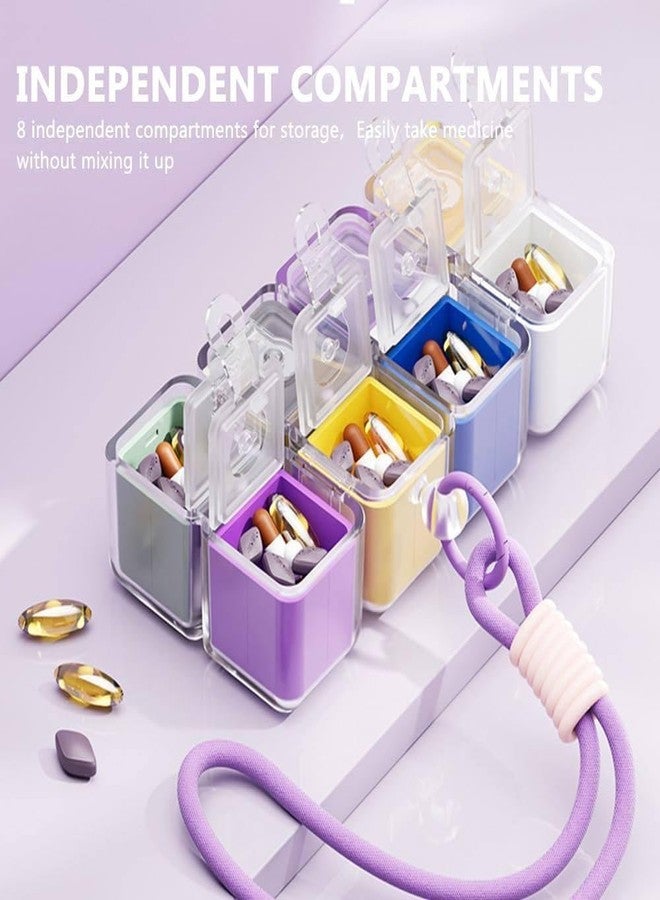 PIHARVA Magnetic Rubik Cube Pill Box Keychain - 8-Compartment Portable Medicine Organizer | Moisture-Proof Mini Travel Pill Holder with Secure Magnetic Lock & Key Ring for Tablets, Fish Oil & Supplements - Image 4